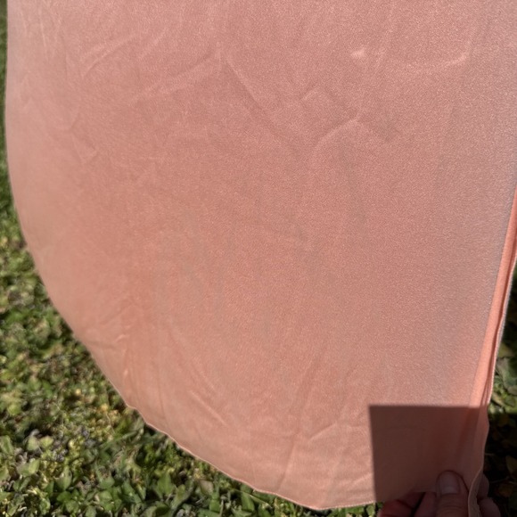 Vtg 70s Peach Lace Maxi Dress Sheer Sleeve Prairie Romantic Union Made Victorian - Picture 4 of 15